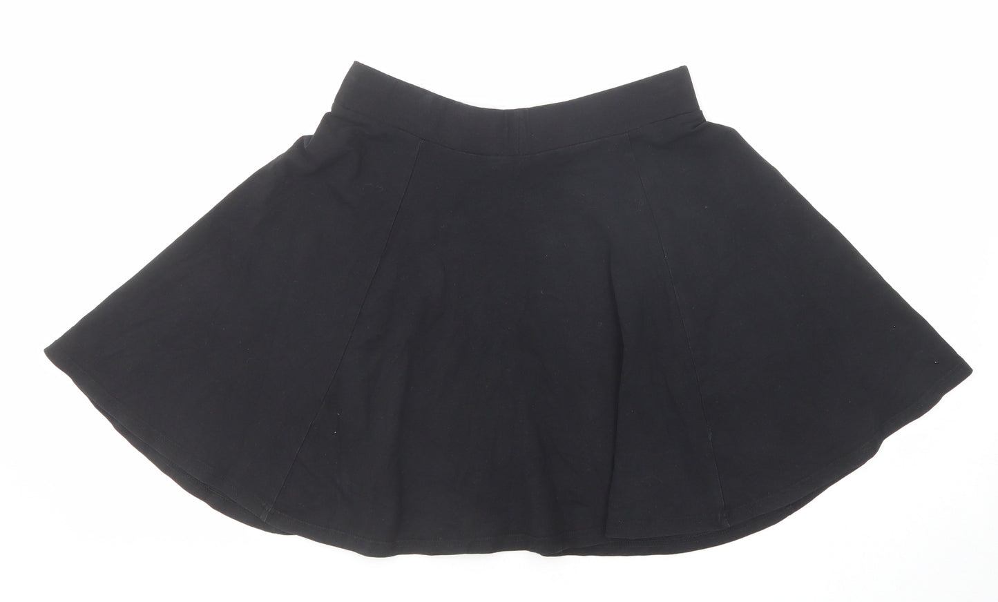 New Look Womens Black Cotton Skater Skirt Size 8