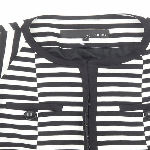 NEXT Womens Black Striped Jacket Blazer Size 12 Hook & Eye