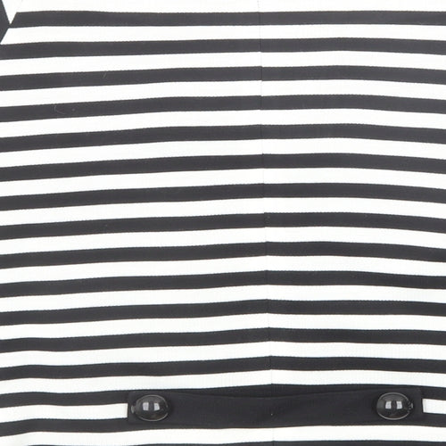 NEXT Womens Black Striped Jacket Blazer Size 12 Hook & Eye