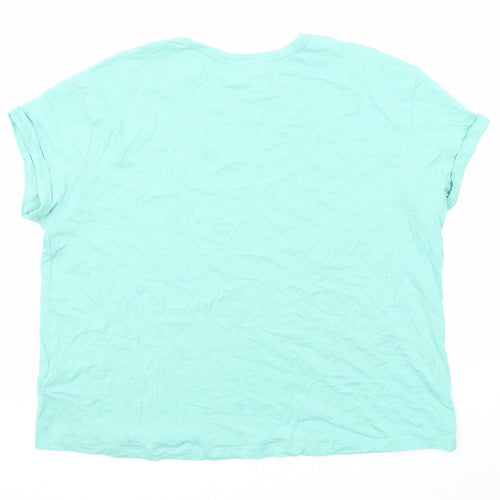 Marks and Spencer Womens Green Cotton Basic T-Shirt Size L Crew Neck - Fruit