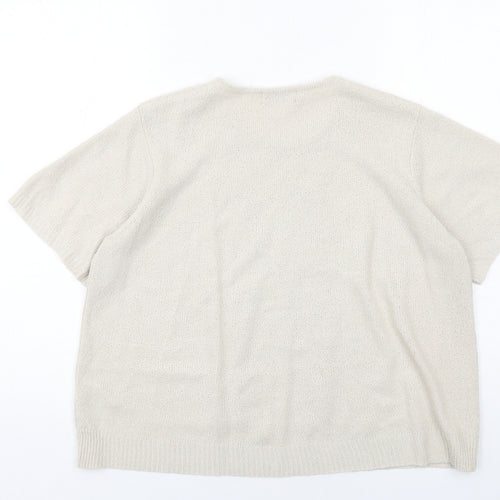 Berkertex Womens Beige Crew Neck Floral Acrylic Pullover Jumper Size 14 Pullover