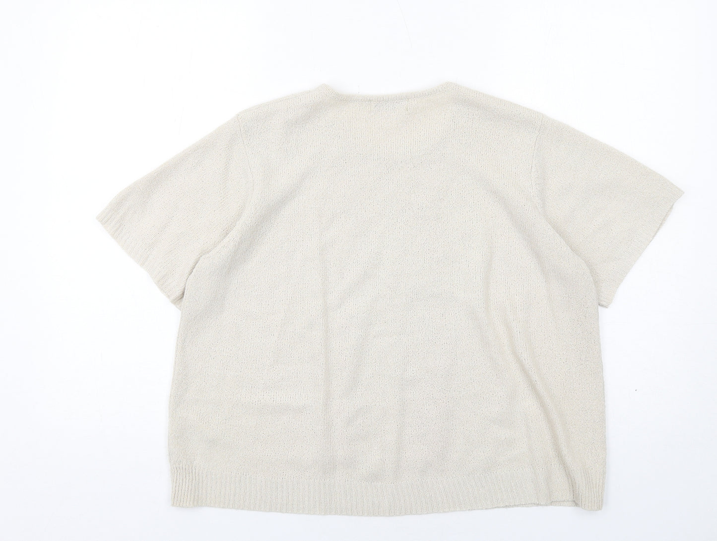 Berkertex Womens Beige Crew Neck Floral Acrylic Pullover Jumper Size 14 Pullover