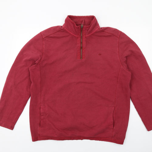 North Coast Mens Red Cotton Henley Sweatshirt Size L