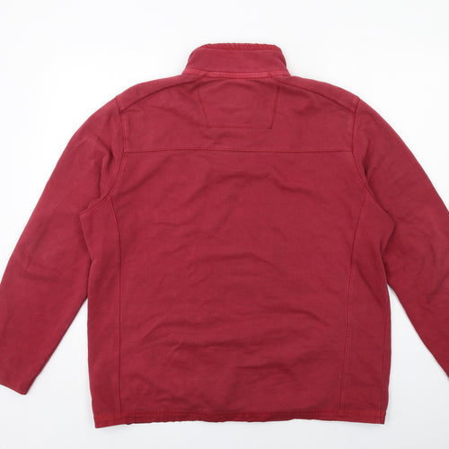 North Coast Mens Red Cotton Henley Sweatshirt Size L