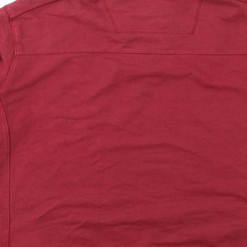 North Coast Mens Red Cotton Henley Sweatshirt Size L
