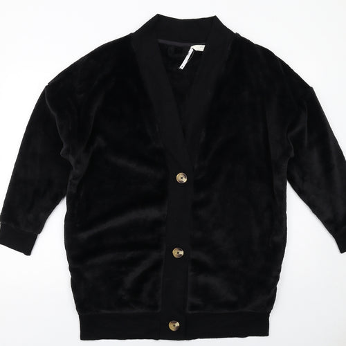 Marks and Spencer Womens Black V-Neck Polyester Cardigan Jumper Size S
