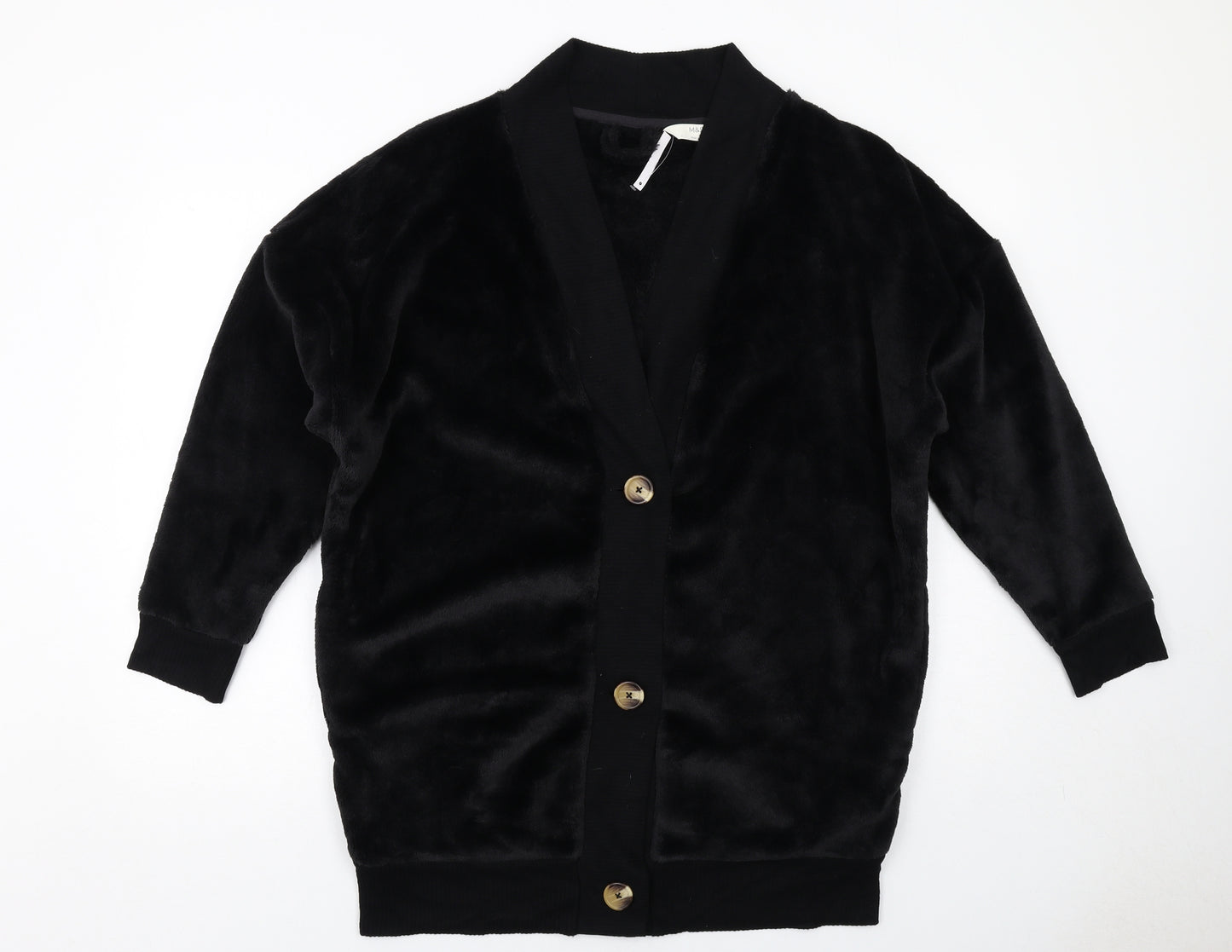 Marks and Spencer Womens Black V-Neck Polyester Cardigan Jumper Size S