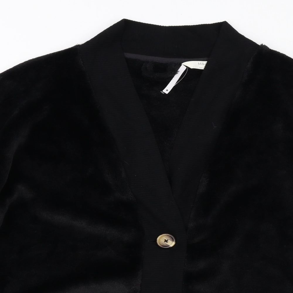 Marks and Spencer Womens Black V-Neck Polyester Cardigan Jumper Size S
