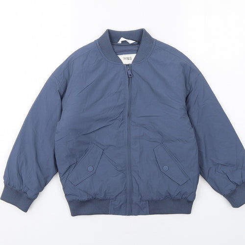 Marks and Spencer Boys Blue Bomber Jacket Jacket Size 7-8 Years Zip