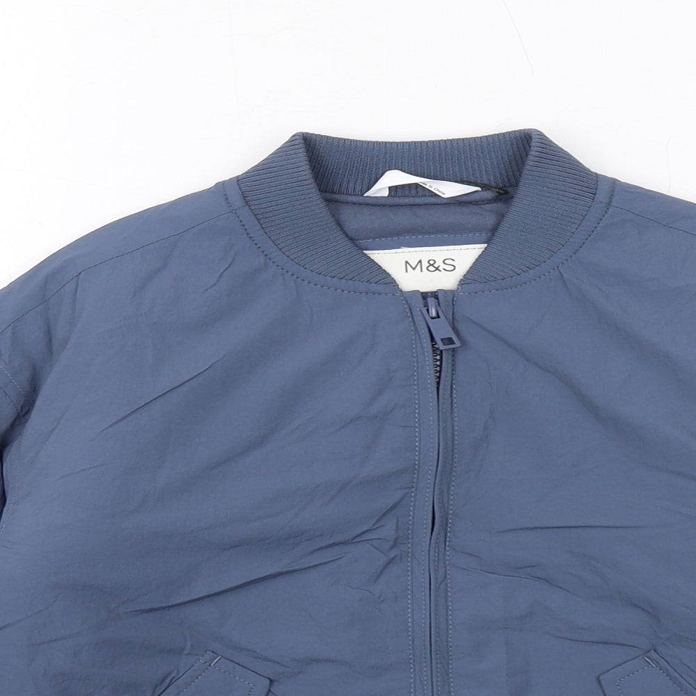 Marks and Spencer Boys Blue Bomber Jacket Jacket Size 7-8 Years Zip