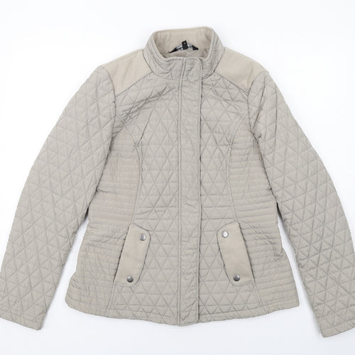 Debenhams Womens Beige Quilted Jacket Size 12 Zip