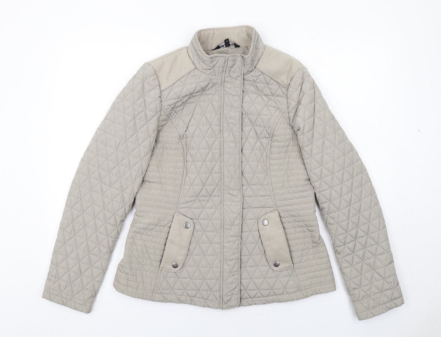 Debenhams Womens Beige Quilted Jacket Size 12 Zip