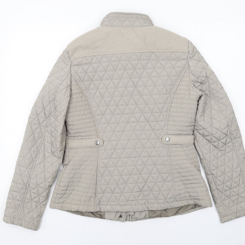 Debenhams Womens Beige Quilted Jacket Size 12 Zip