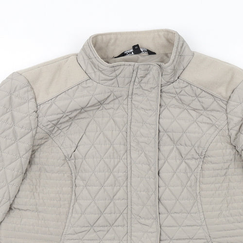 Debenhams Womens Beige Quilted Jacket Size 12 Zip