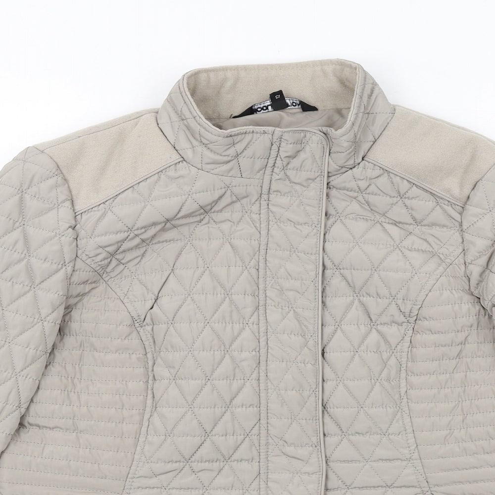 Debenhams Womens Beige Quilted Jacket Size 12 Zip