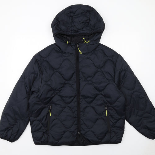 Marks and Spencer Womens Blue Quilted Jacket Size 16 Zip