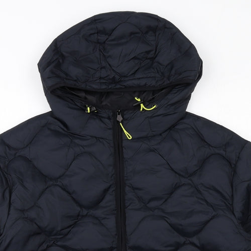 Marks and Spencer Womens Blue Quilted Jacket Size 16 Zip