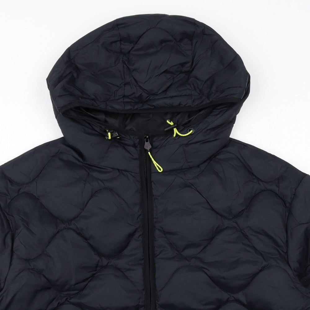 Marks and Spencer Womens Blue Quilted Jacket Size 16 Zip