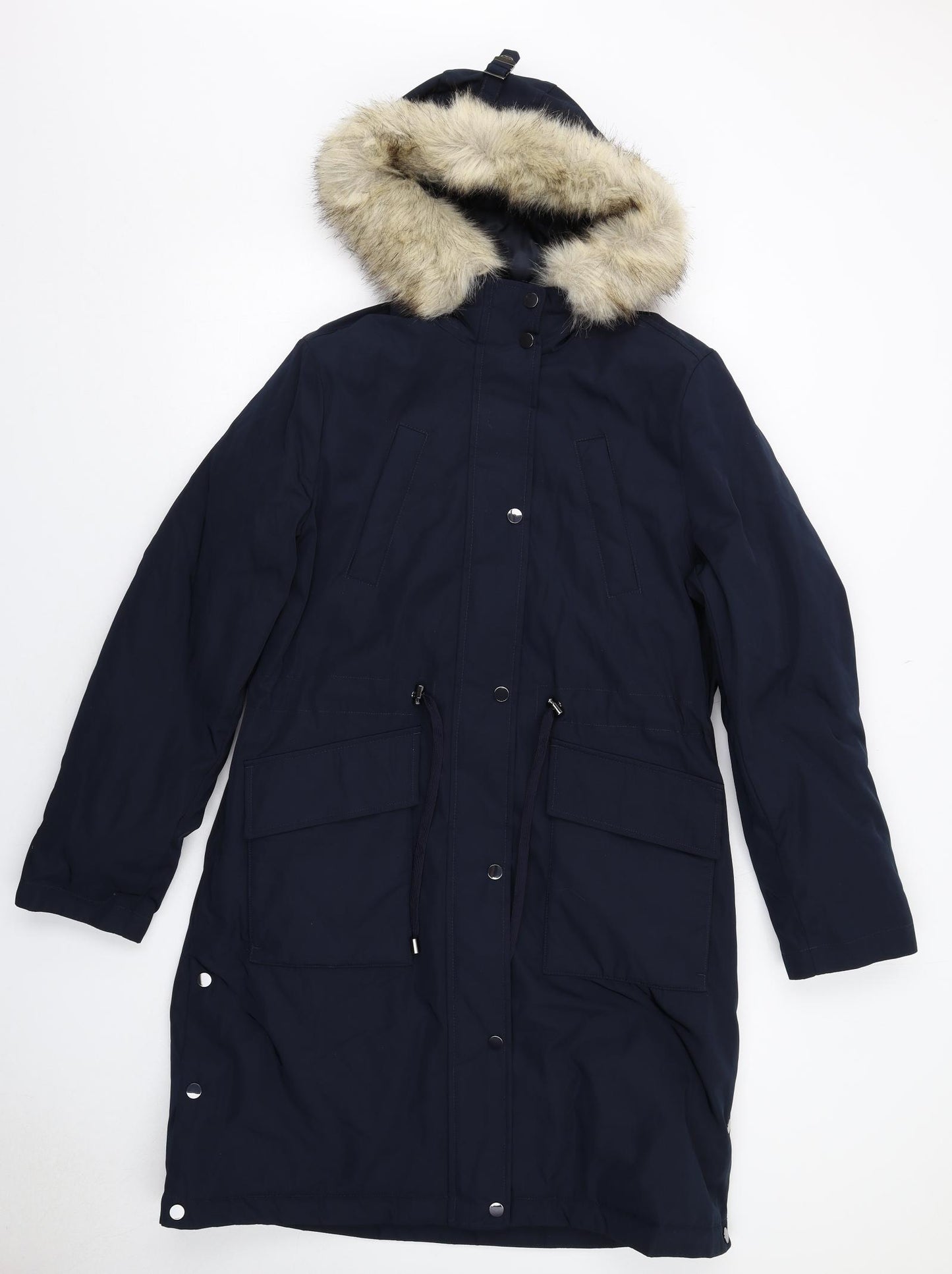 Marks and Spencer Womens Blue Parka Coat Size 14 Zip