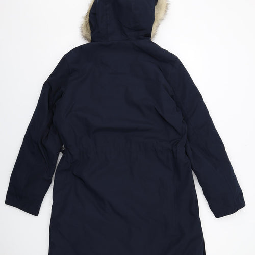 Marks and Spencer Womens Blue Parka Coat Size 14 Zip