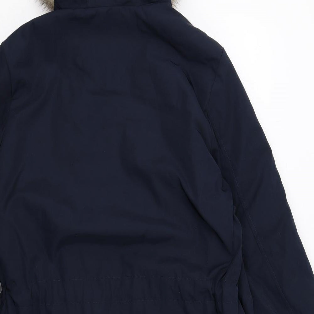 Marks and Spencer Womens Blue Parka Coat Size 14 Zip