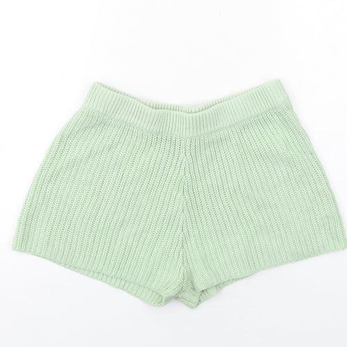 ASOS Womens Green Acrylic Basic Shorts Size 10 Regular Pull On
