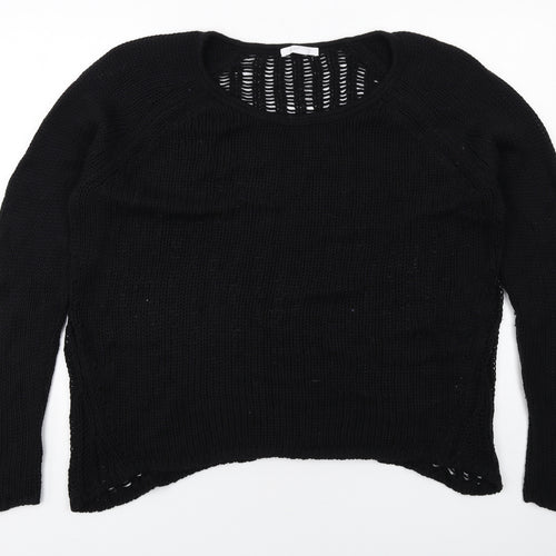 Duffy Womens Black Round Neck Wool Pullover Jumper Size L