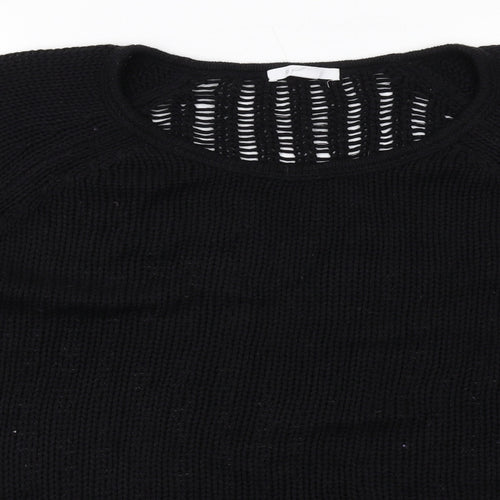 Duffy Womens Black Round Neck Wool Pullover Jumper Size L