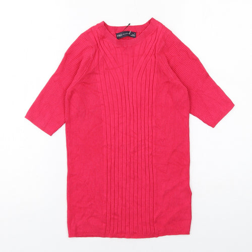 Marks and Spencer Womens Pink Viscose Basic Blouse Size S Round Neck
