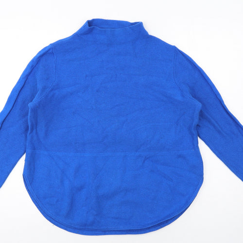 Marks and Spencer Womens Blue Mock Neck Cotton Pullover Jumper Size 16