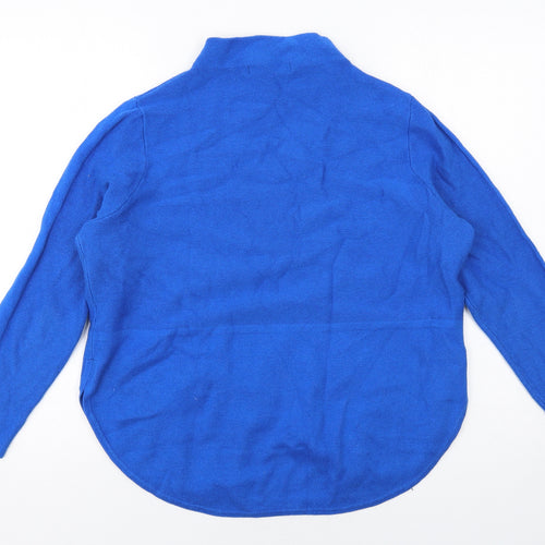 Marks and Spencer Womens Blue Mock Neck Cotton Pullover Jumper Size 16