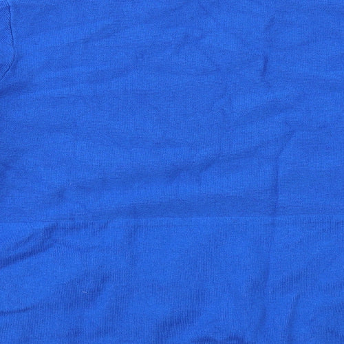 Marks and Spencer Womens Blue Mock Neck Cotton Pullover Jumper Size 16