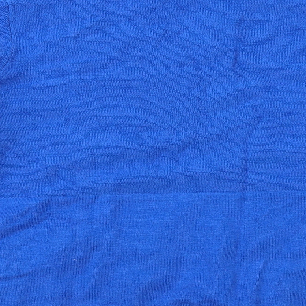 Marks and Spencer Womens Blue Mock Neck Cotton Pullover Jumper Size 16