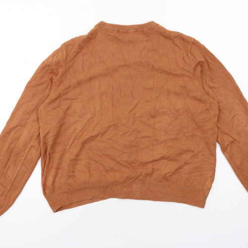 Marks and Spencer Womens Brown Round Neck Viscose Cardigan Jumper Size 16