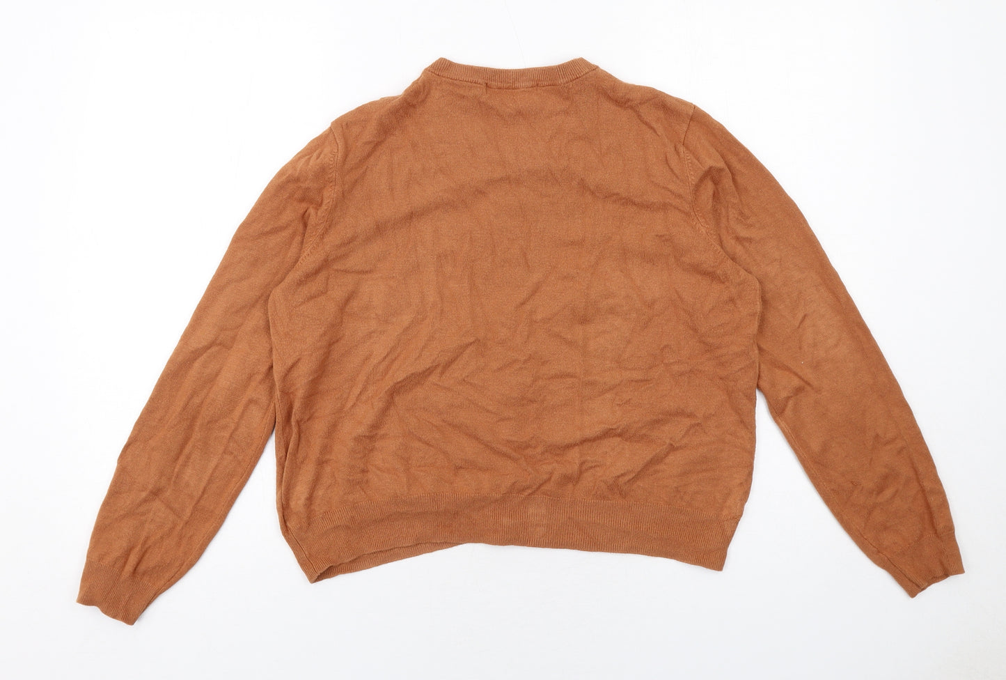 Marks and Spencer Womens Brown Round Neck Viscose Cardigan Jumper Size 16