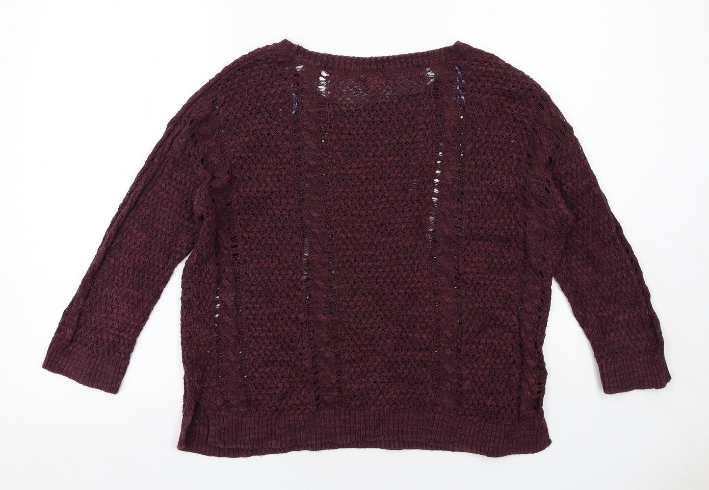 Fat Face Womens Purple Round Neck Linen Pullover Jumper Size 12