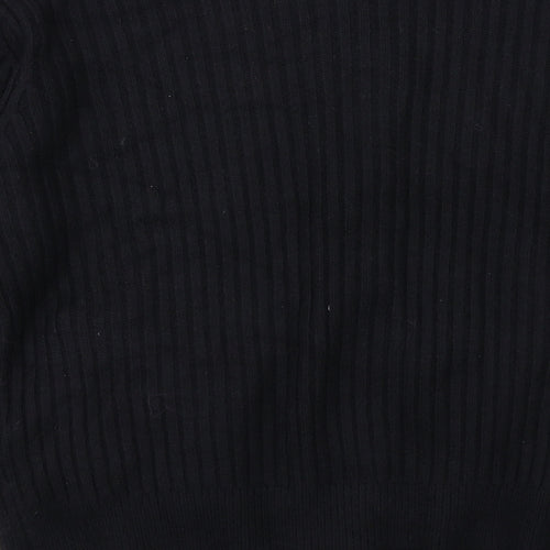Marks and Spencer Womens Black Round Neck Acrylic Full Zip Jumper Size M
