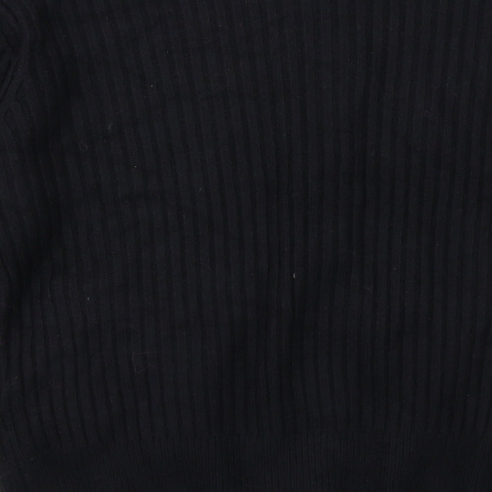 Marks and Spencer Womens Black Round Neck Acrylic Full Zip Jumper Size M