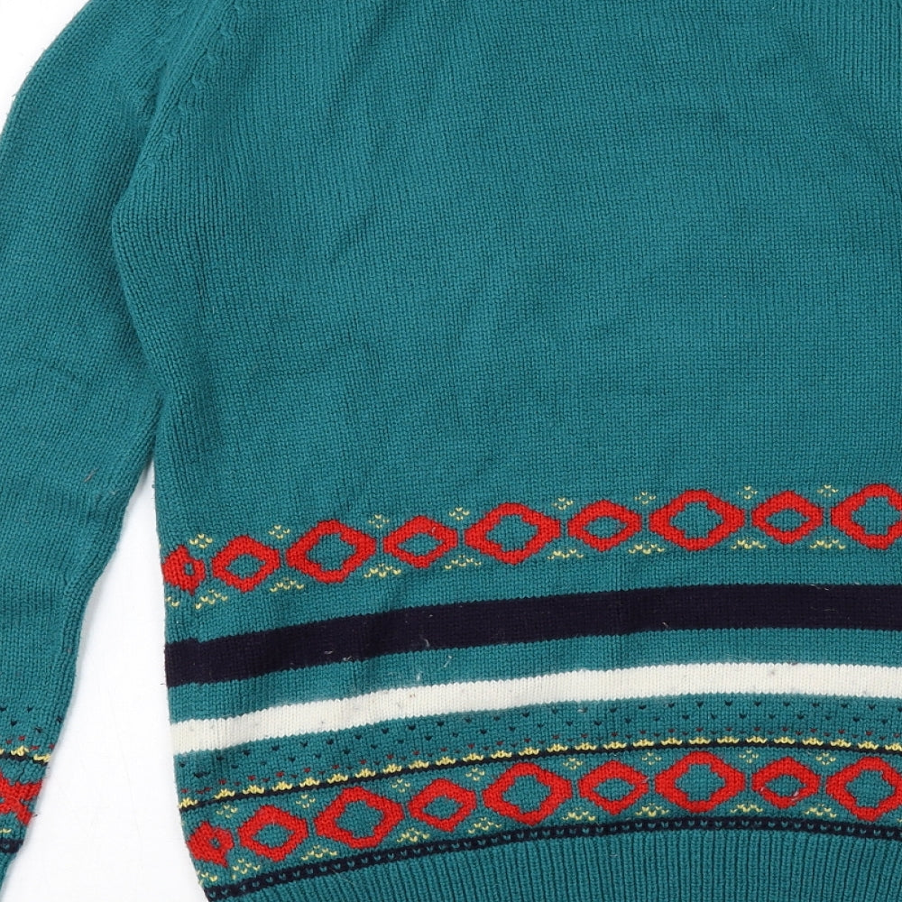 Animal Womens Green Round Neck Acrylic Pullover Jumper Size 8 - Polar Bear