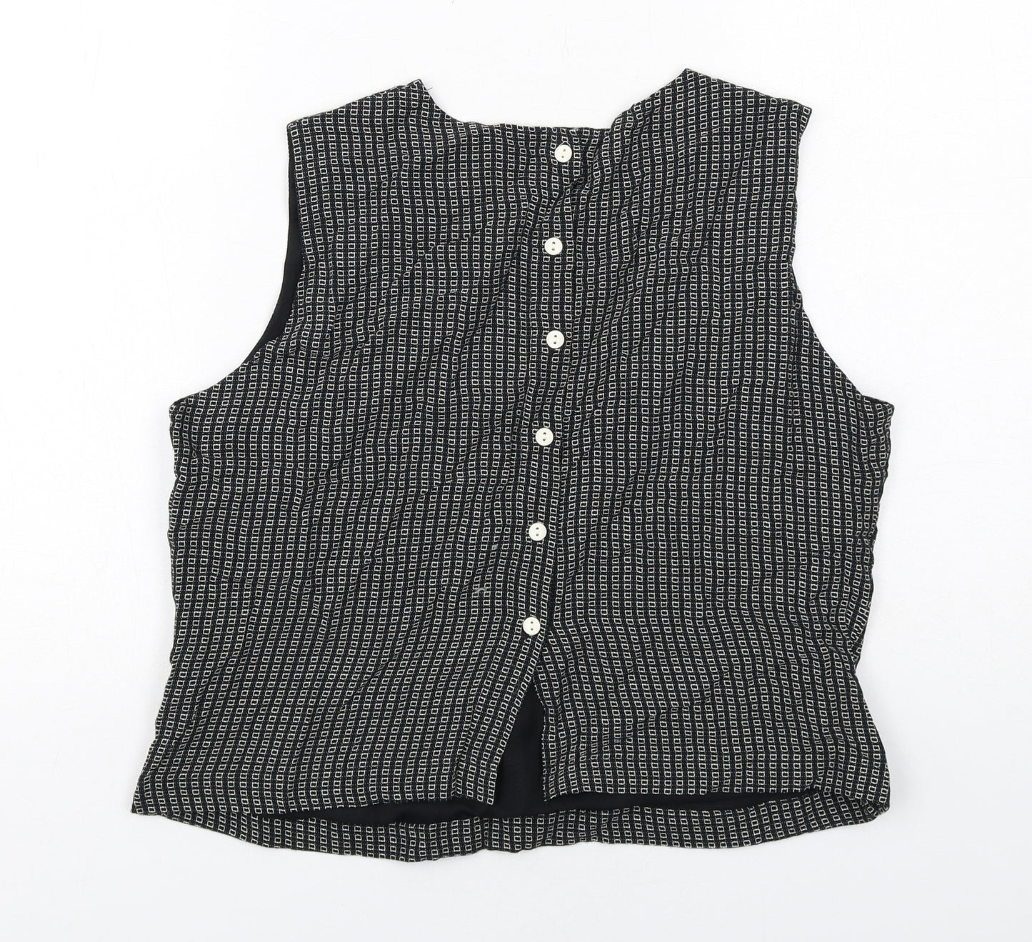 NEXT Womens Black Geometric Viscose Basic Blouse Size 16 Round Neck