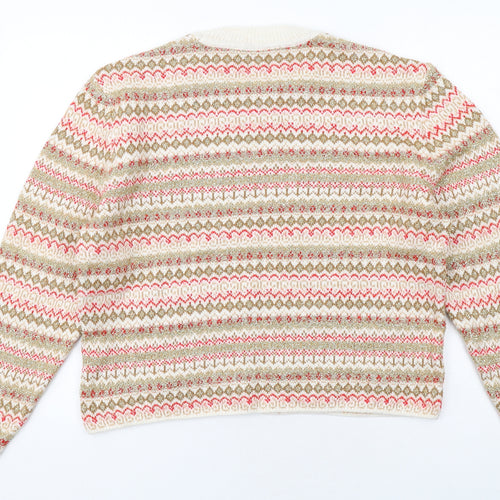 Marks and Spencer Womens Multicoloured Round Neck Geometric Acrylic Pullover Jumper Size M