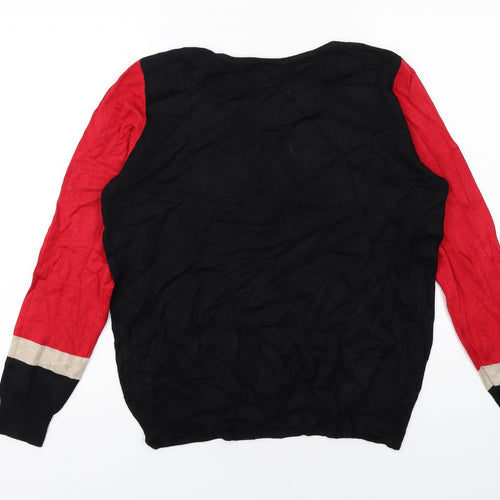 Wallis Womens Black Round Neck Geometric Polyester Pullover Jumper Size 16