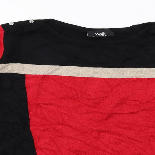 Wallis Womens Black Round Neck Geometric Polyester Pullover Jumper Size 16