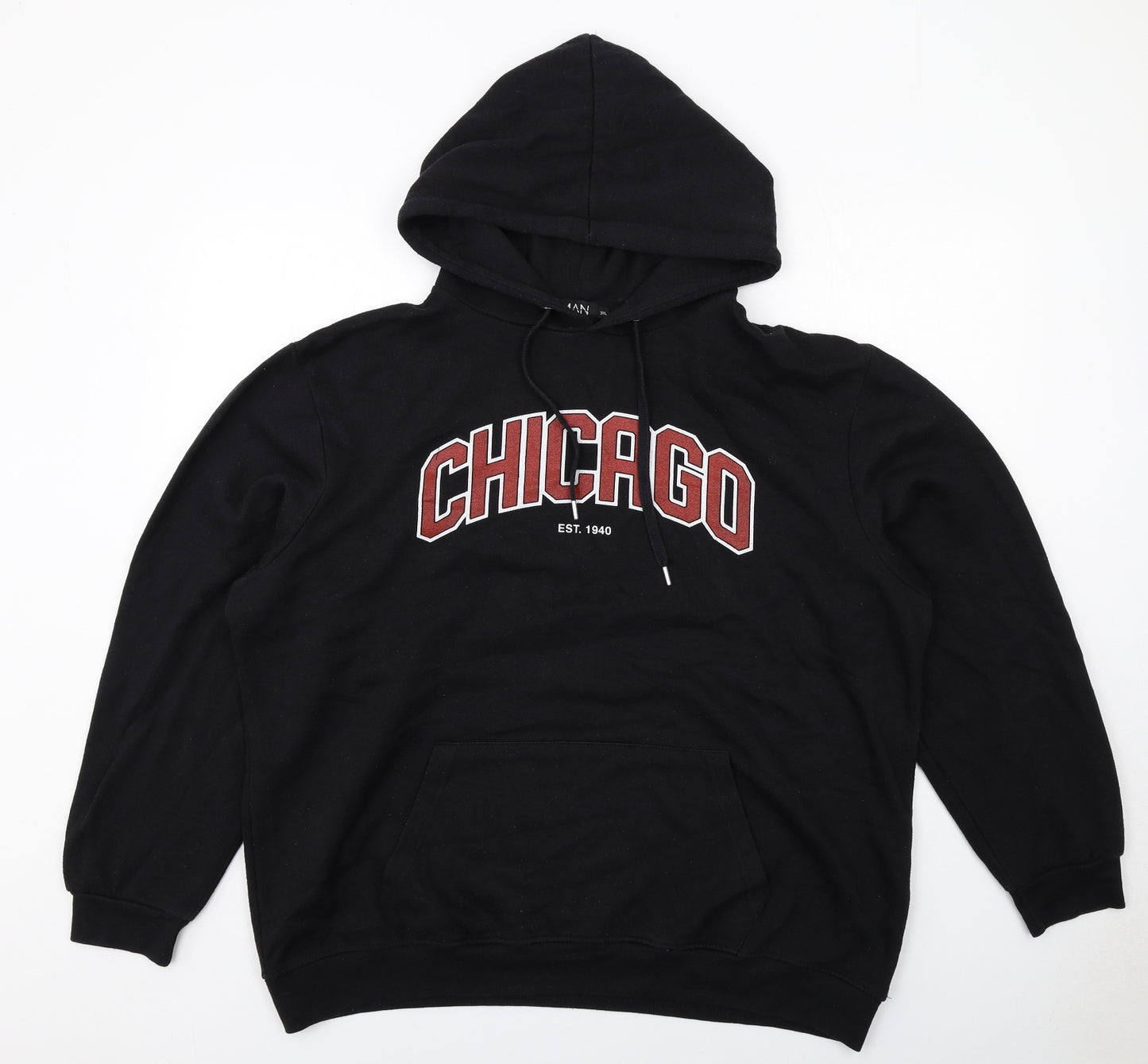 Boohoo Mens Black Cotton Pullover Hoodie Size 3XL - Chicago