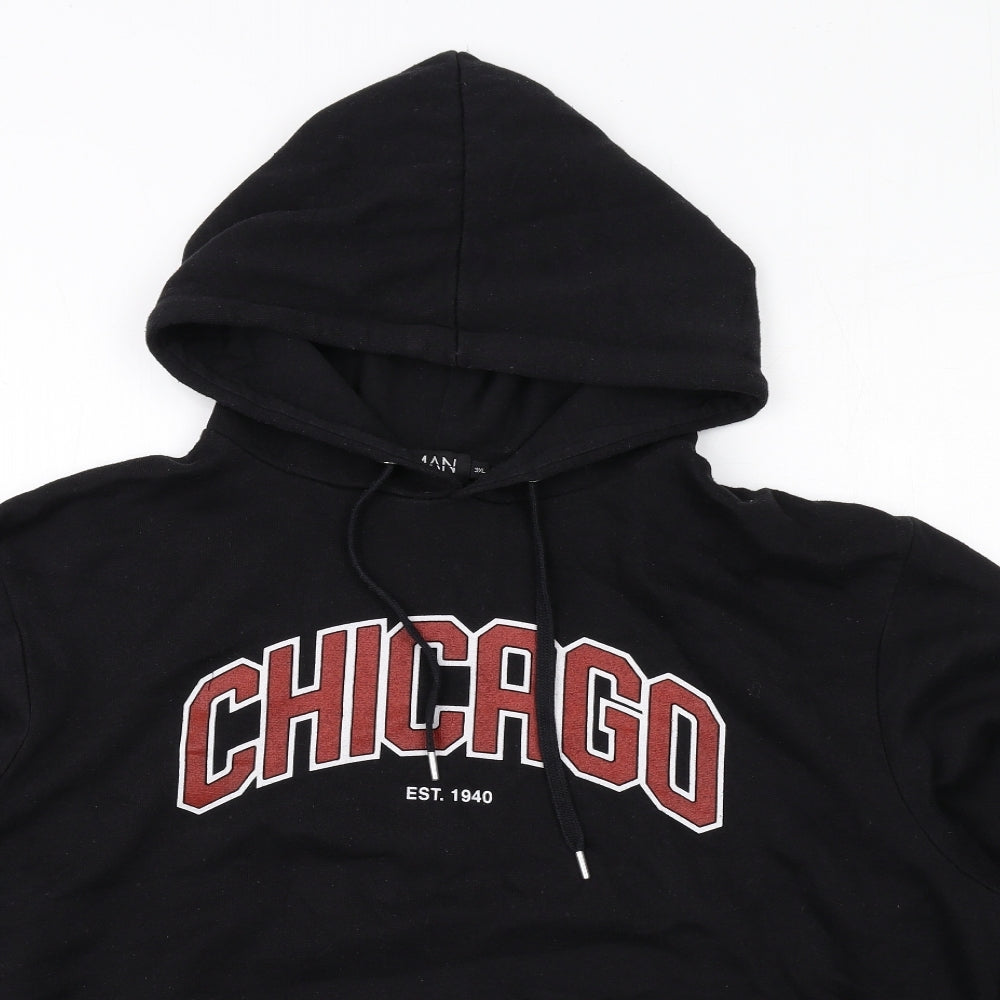 Boohoo Mens Black Cotton Pullover Hoodie Size 3XL - Chicago