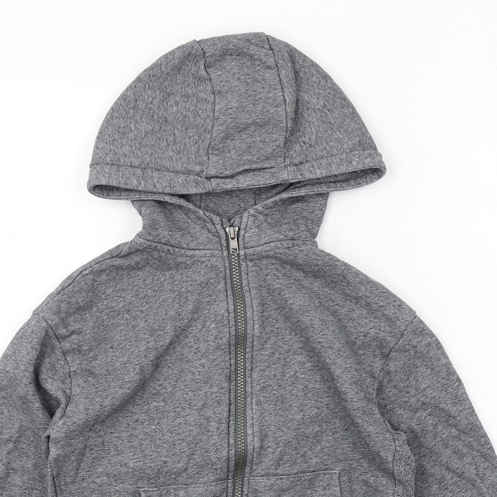 Marks and Spencer Boys Grey Cotton Full Zip Hoodie Size 9-10 Years Zip
