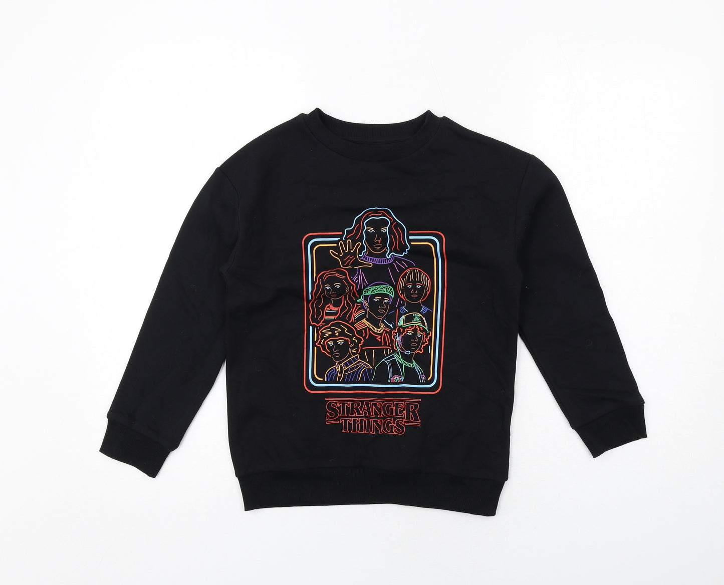 Stranger Things Boys Black Cotton Pullover Sweatshirt Size 8-9 Years Pullover - Stranger Things