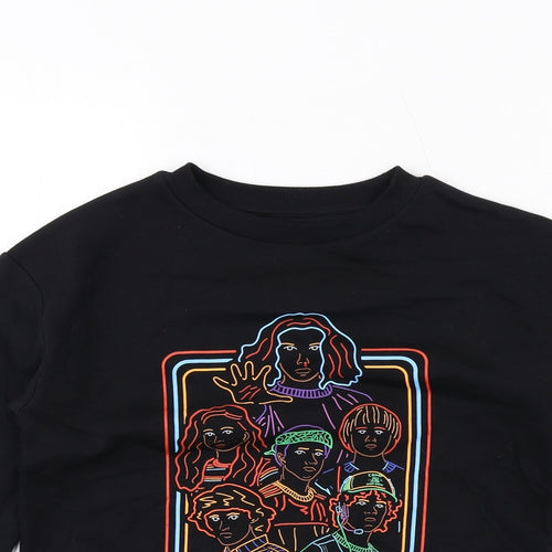 Stranger Things Boys Black Cotton Pullover Sweatshirt Size 8-9 Years Pullover - Stranger Things