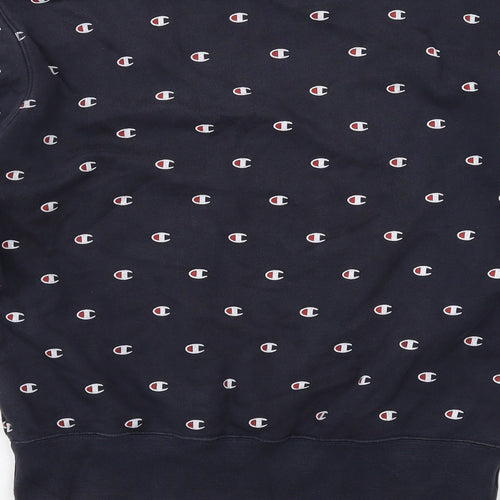 Champion Womens Blue Geometric Cotton Pullover Sweatshirt Size L Pullover