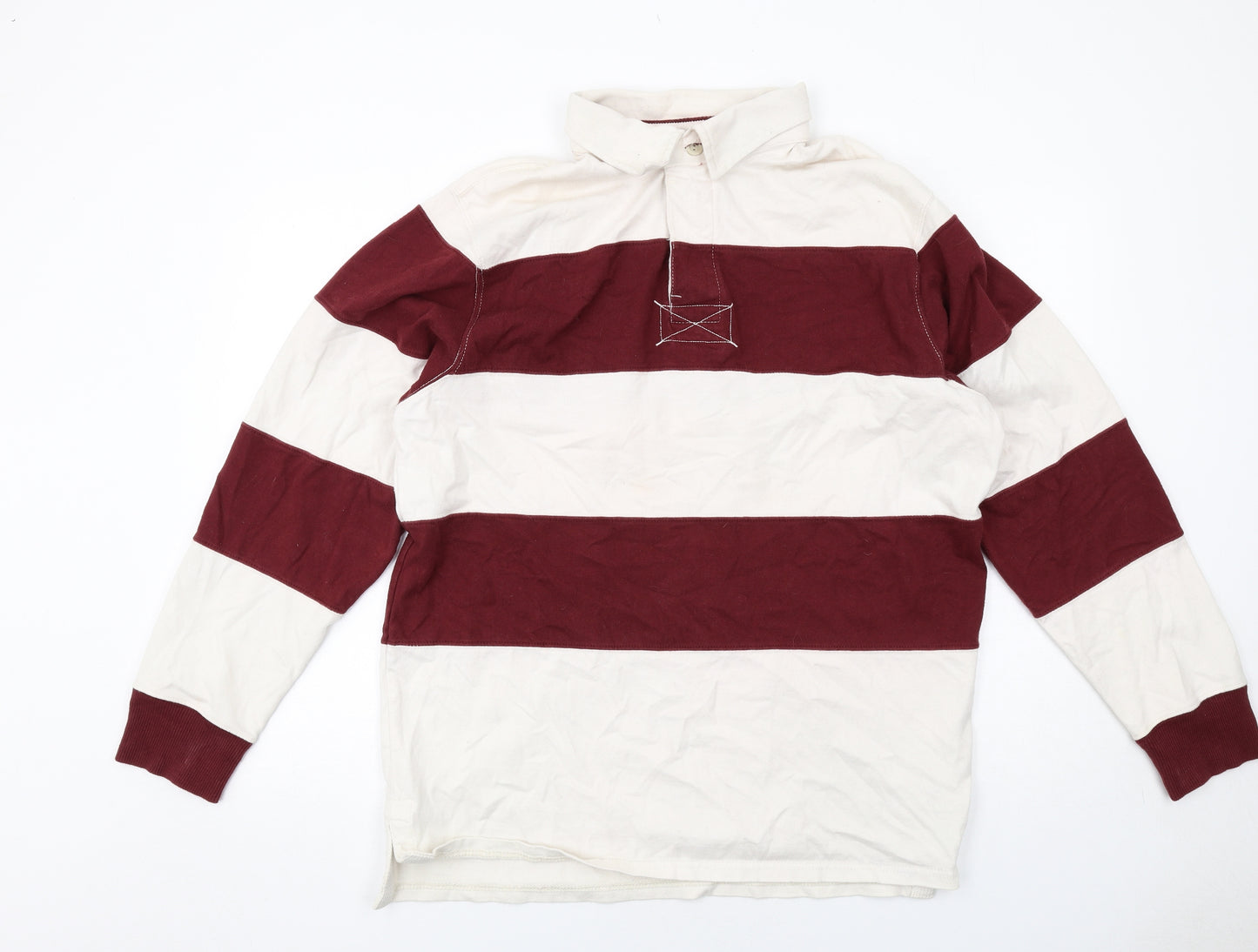 Old Navy Mens Red Striped Cotton Polo Size XL Collared Button